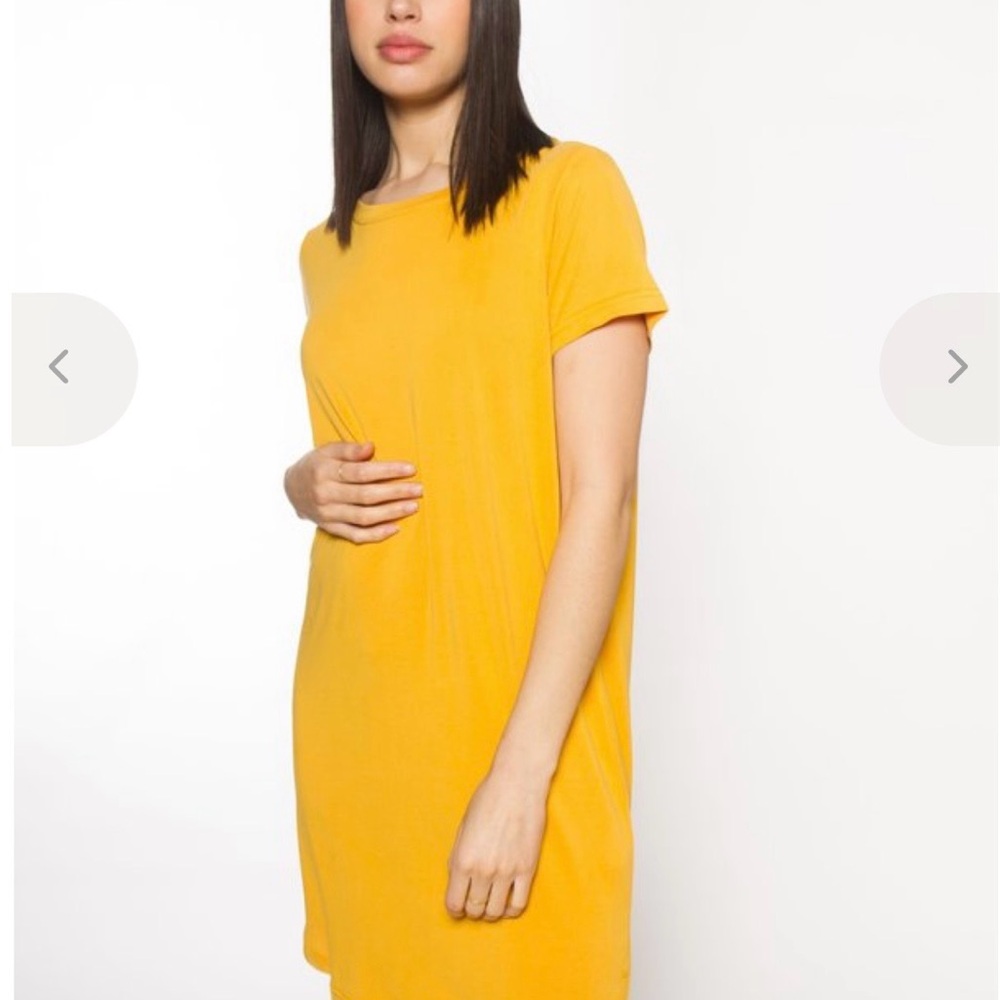 Minimum Yellow Crewneck T-Shirt Dress